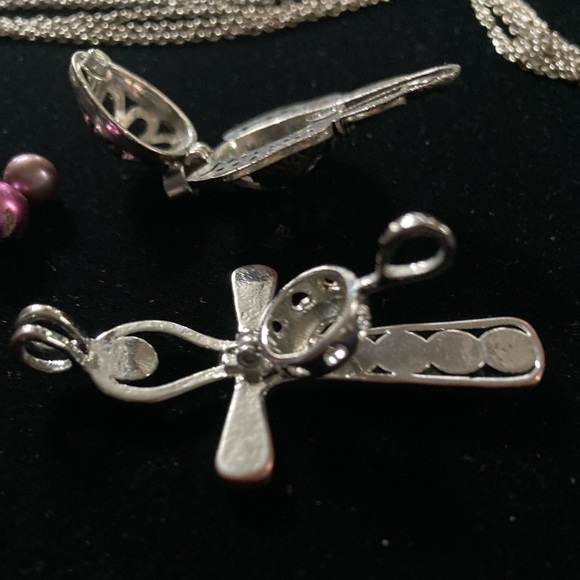 4 pc set plus 6 pearls Ankh Chakra, Lucky Elephant with 2x20” 925 Silver Chains - Picture 8 of 16